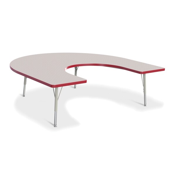 Berries Horseshoe Activity Table, 66 in. x 60 in., E-height, Freckled Gray/Red/Gray